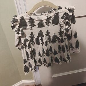 Kate Quinn long sleeve ruffle asymmetrical top | multi pine | bamboo - 18-24m